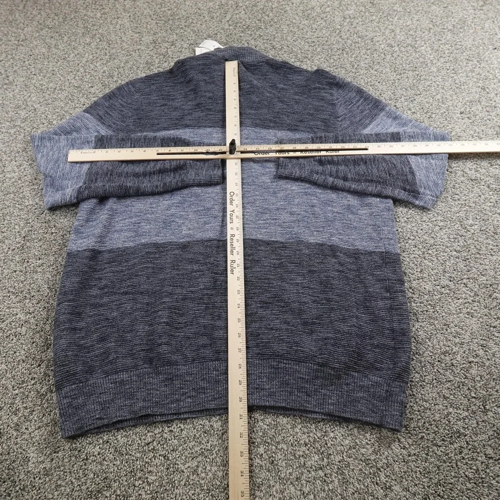 NEW Banana Republic Sweater Mens 2XL Blue Stripe‎ Button Cardigan Mock Neck Knit